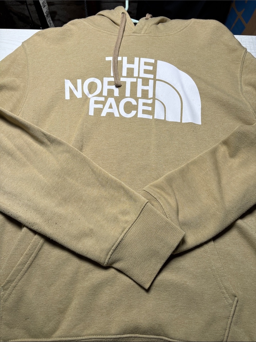 The North Face Men’s Crewneck Hoodie in Tan with White Logo